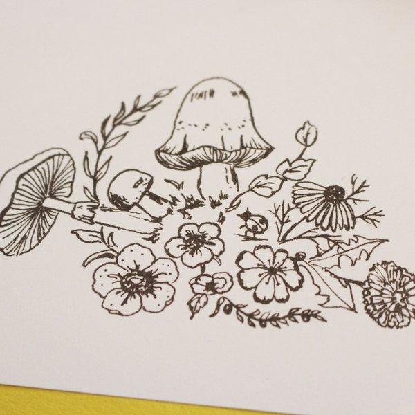 Forest of mushroom stamp 