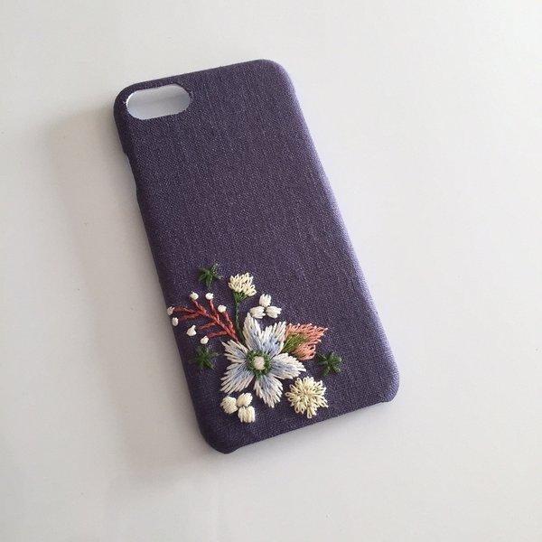 （再販）刺繍の花柄 iPhoneケース No.6