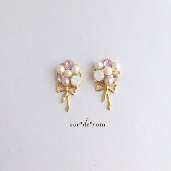 再販** リボンとバルーン ピアス