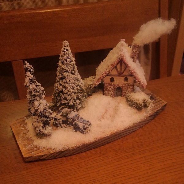 ~雪降る森の小屋ランプ❄️～