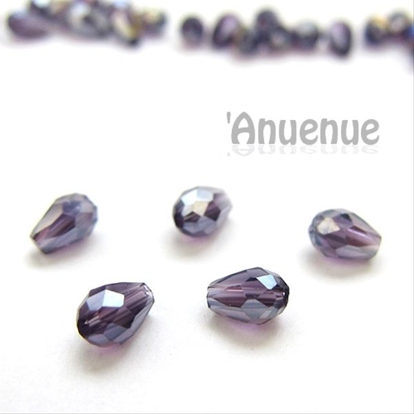 ティアドロップクリスタルガラスビーズ 3x5mm 【Purple】  40個