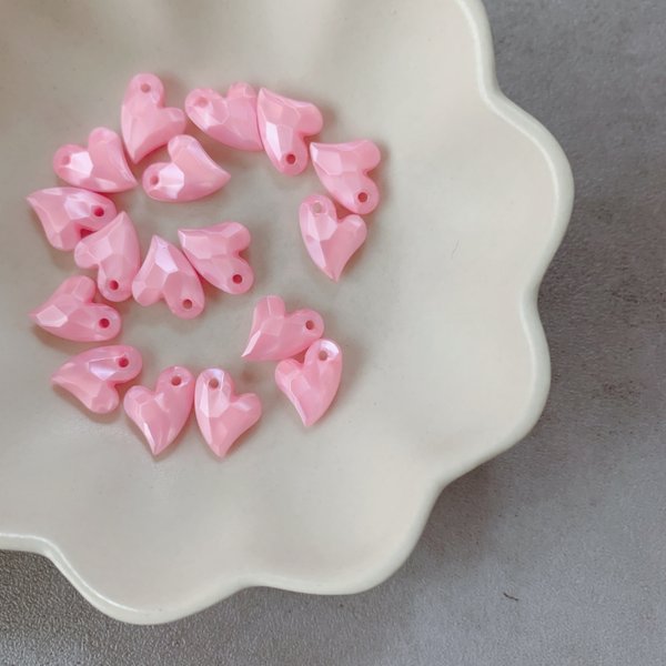16pcs rose pink 🎀 heart beads 