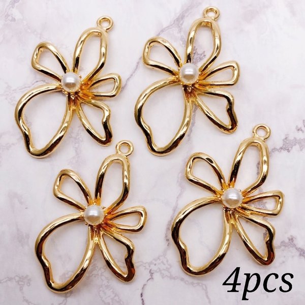 【pprr3700chmm】【４個】pearl flower frame charm 