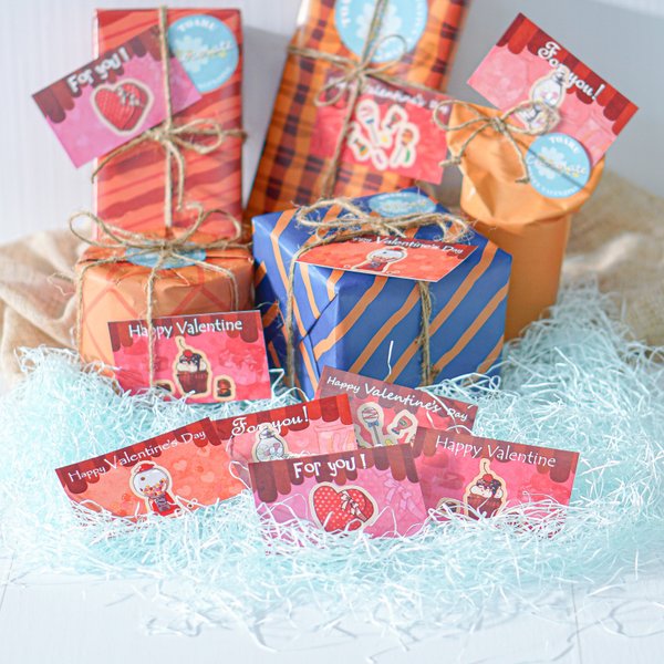 いろんなピンク♡バレンタインメッセージカード10枚セット