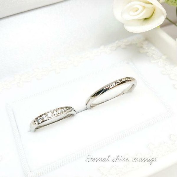 『二人を繋ぐ永遠の輝き』ブライダル マリッジリング 結婚指輪 ステンレス　【2本ペア価格】【送料無料】