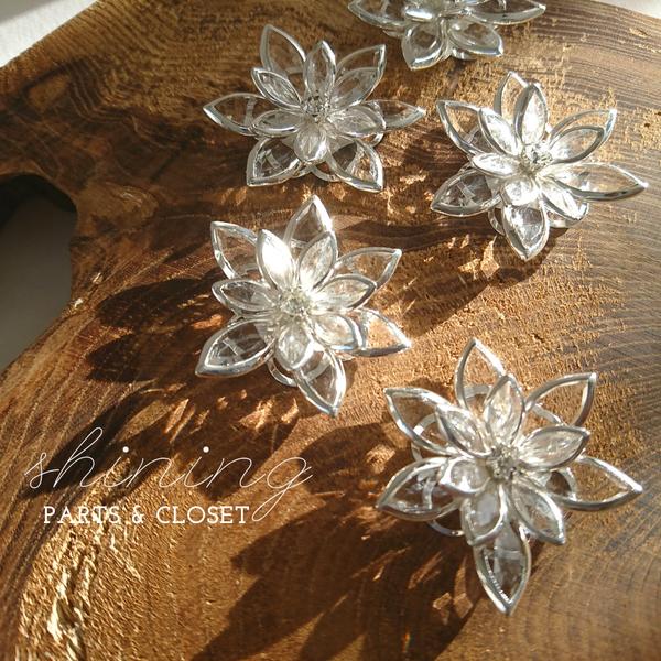 【特価】：4pcs： import   crystal flower  カボション