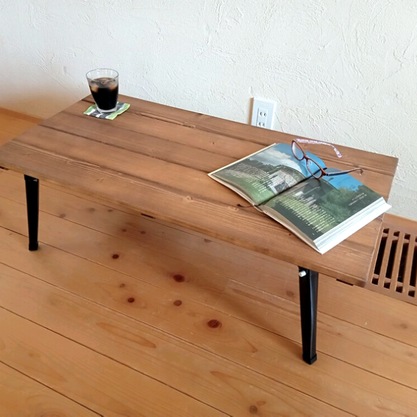 【送料無料】90cmローテーブル/アンティークテーブル/ｳｫﾙﾅｯﾄ色/折りたたみ式