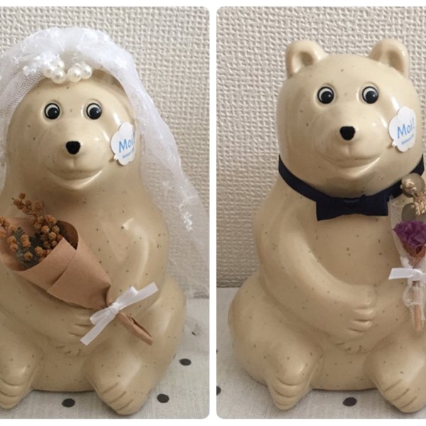 しろくま貯金箱用アイテム：新郎&新婦セット