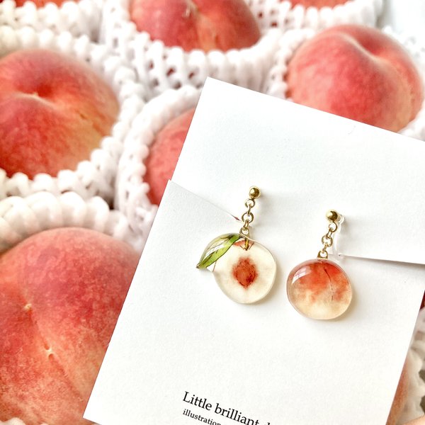 Peach earring｜白桃イヤリング・ピアス〔夏のフルーツ〕