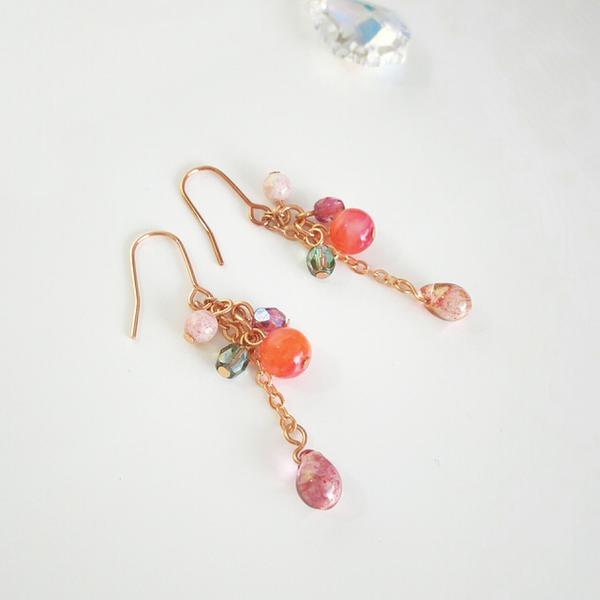 marica coral 天然石ピアス【ESMÉ】