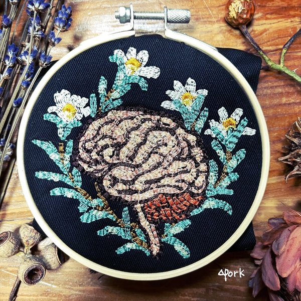 脳×植物の刺繍フレーム