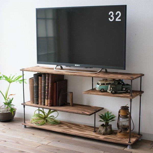 SALE15％off【即納＆送料無料】wood iron shelf 420*910*225（ローボード テレビ台 アイアン 棚 ラック シェルフ 鉄 木 収納棚 アンティーク テレビボード