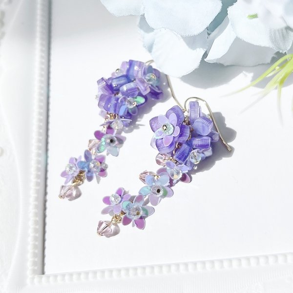 New ✿︎ 揺れる 紫陽花 ピアス/イヤリング