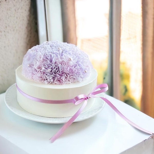 《受注制作》gâteau aux oeillets violet clair【薄紫のカーネーションケーキ】