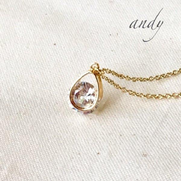 Zirconia Drop Gold Charm Necklace