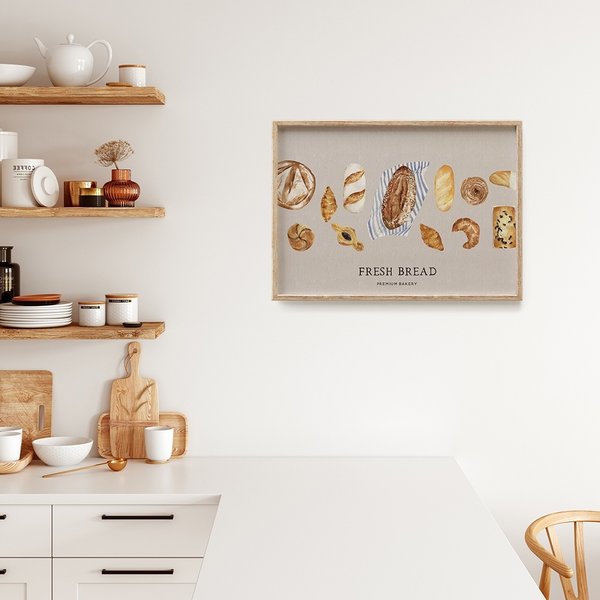 パンのキッチンポスター　/ i1264 / クロワッサンやフランスパンなど　インテリアポスター
