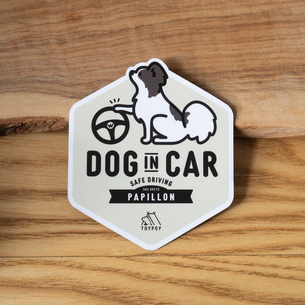 【パピヨン】DOG IN CAR マグネットステッカー