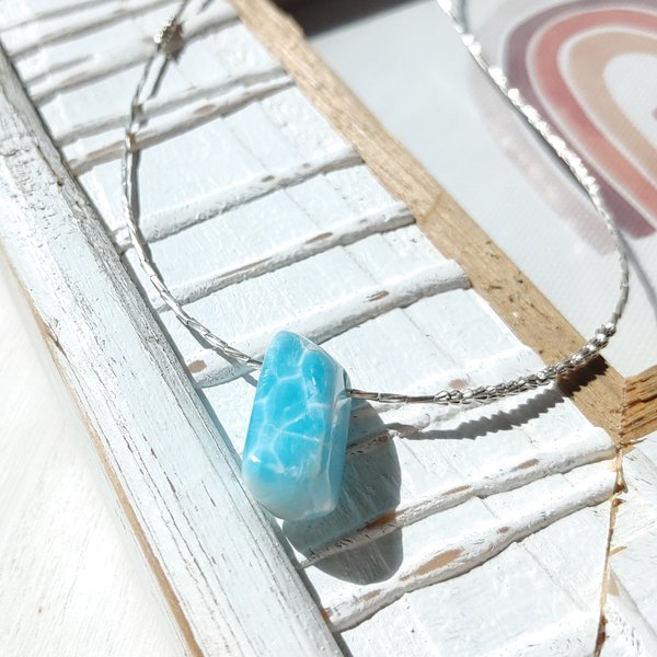 ❁Blue larimar necklace silver925❁美しい超トップクオリティラリマー