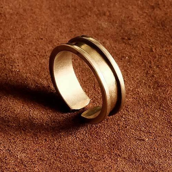 真鍮製 レールリング 細幅 （小サイズ）指輪 パーツ アクセサリー ゴールド アンティーク ビンテージ メンズ レディース 雑貨 小物 金色