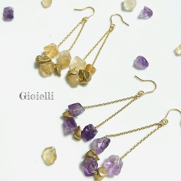 Gioielli〜半貴石のゆらゆらイヤリングorピアス