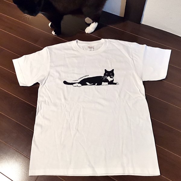 【再入荷】タキシード猫のTシャツ Ｍ（5.6oz/ねこホワイト）