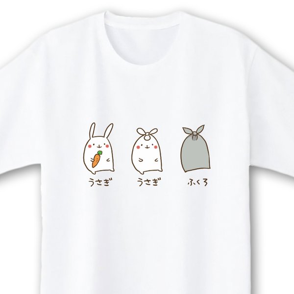 うさぎ と うさぎ と 似てるやつ【ホワイト】ekot Tシャツ <イラスト：タカ（笹川ラメ子）>