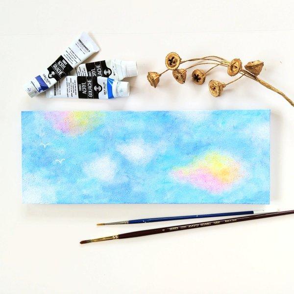 サイズ違い「青い空と彩雲と…」コルクボードの原画＊アートパネル