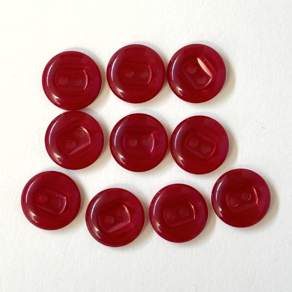 レトロ 円形 丸型 ボタン レッド 赤 二つ穴 13mm 10個セット  ec-373