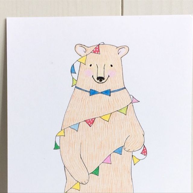 くまとガーランド イラスト ハンドメイドマーケット Minne くまとガーランド イラスト ハンドメイドマーケット Minne
