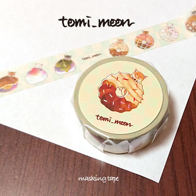 Tomi Moon 柴犬ドーナツ 和菓子のマスキングテープ 犬 シール