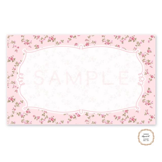 メッセージカード 名刺 手描き風フレームと小さな薔薇パターン メッセージカード 名刺 手描き風フレームと小さな薔薇パターン