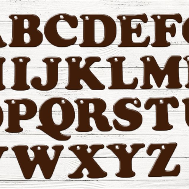 チョコレートカラーのアルファベットパーツ 丸文字５cm