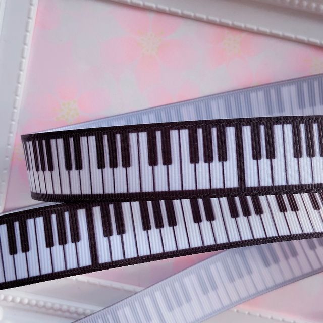 7002 2m300円 22mm幅 グログランリボン ピアノ 鍵盤 音楽 発表会
