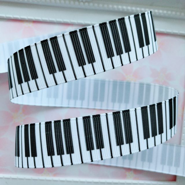 7045 2m300円 22mm幅 グログランリボン ピアノ 鍵盤 音楽 発表会