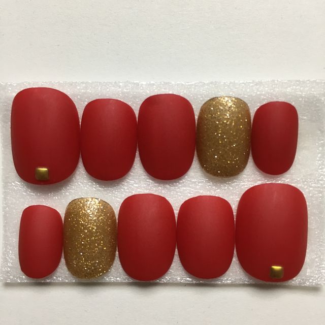 赤 ゴールド マット ネイル ハンドメイドマーケット Minne 赤 ゴールド マット ネイル ハンドメイドマーケット Minne