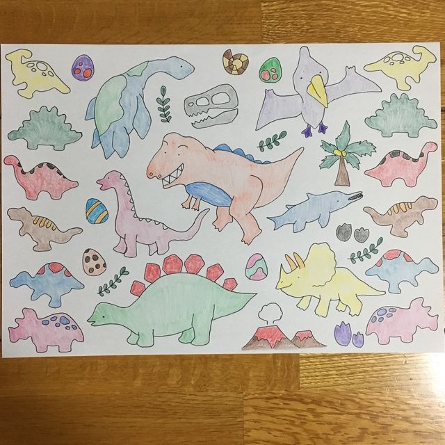 フレークシール 恐竜 手書き イラスト ハンドメイドマーケット Minne フレークシール 恐竜 手書き イラスト ハンドメイドマーケット Minne