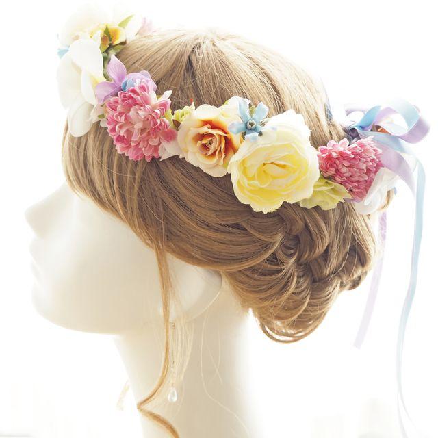 花冠 花かんむり 花かん レインボー カラフル パステルカラー 花冠 花かんむり 花かん レインボー カラフル パステルカラー