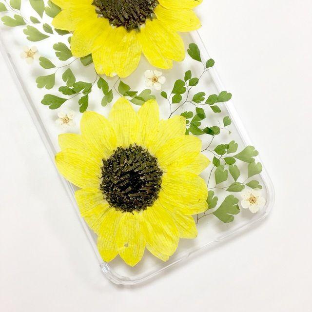 ひまわりの押し花 Iphone ケース ハンドメイドマーケット Minne ひまわりの押し花 Iphone ケース ハンドメイドマーケット Minne