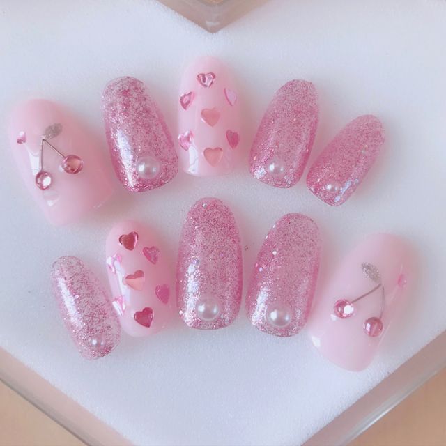 ネイルチップ ゆめかわ ネイル ピンク さくらんぼ チェリー ハート ネイルチップ ゆめかわ ネイル ピンク さくらんぼ チェリー ハート