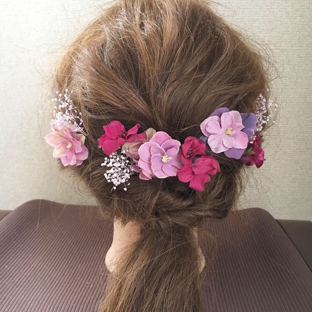 紫のグラデーションカラーの上品ヘアアクセサリー ハンドメイド 紫のグラデーションカラーの上品ヘアアクセサリー ハンドメイド
