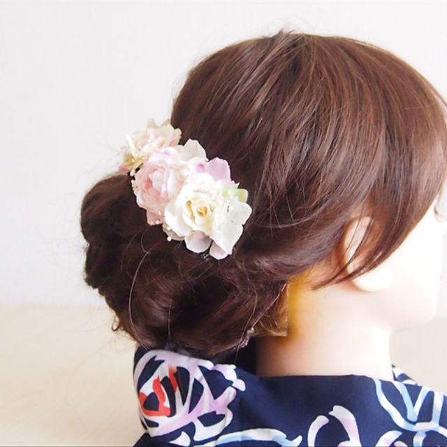 シフォンピンクローズの髪飾りセット ハンドメイドマーケット Minne