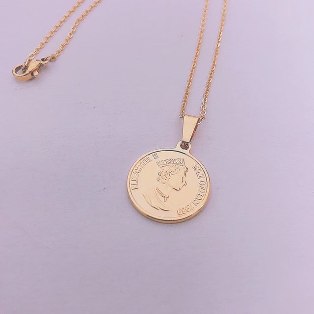 コインネックレス ピンクゴールド ステンレスネックレス ステンレスチェーン コインネックレス ピンクゴールド ステンレスネックレス ステンレスチェーン