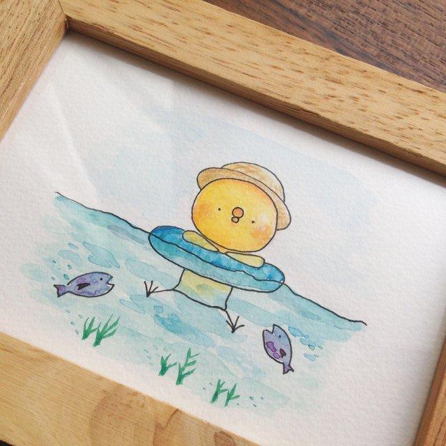 浮き輪でプカプカ ひよこイラスト Minne 日本最大級のハンドメイド 手作り通販サイト 浮き輪でプカプカ ひよこイラスト Minne 日本最大級のハンドメイド 手作り通販サイト