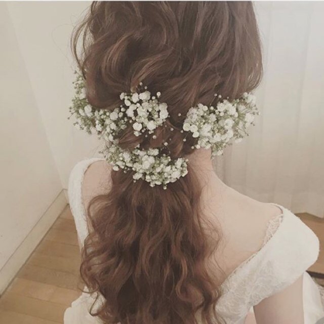 かすみ草髪飾り 半ドライフラワー Set かすみ草髪飾り 半ドライフラワー Set