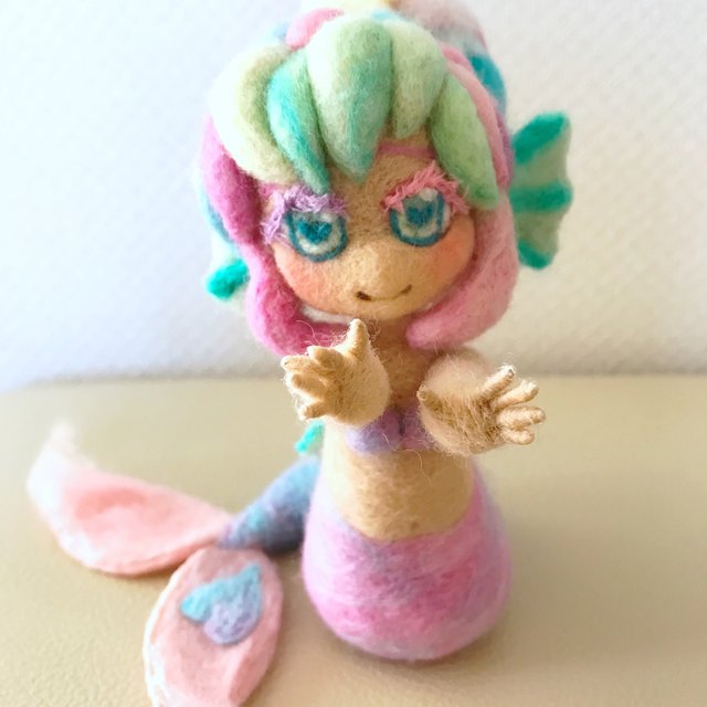 羊毛フェルト ゆめかわいい人魚の女の子のドールフィギュア ハンドメイドマーケット Minne 羊毛フェルト ゆめかわいい人魚の女の子のドールフィギュア ハンドメイドマーケット Minne