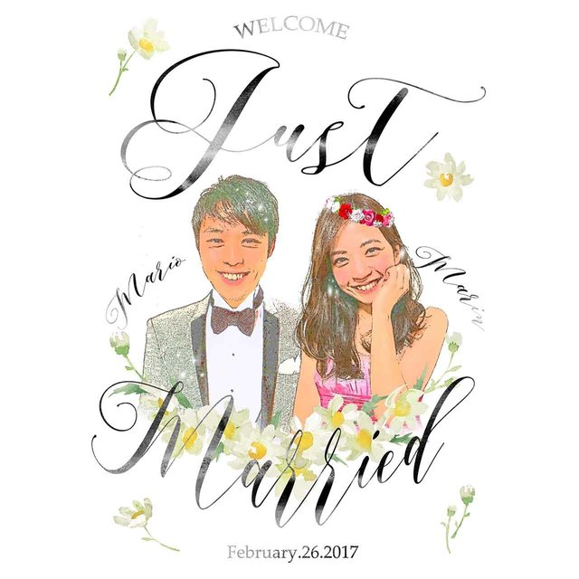結婚式 似顔絵ウェルカムボード台紙のみ 水彩ペイント風 ハンドメイドマーケット Minne