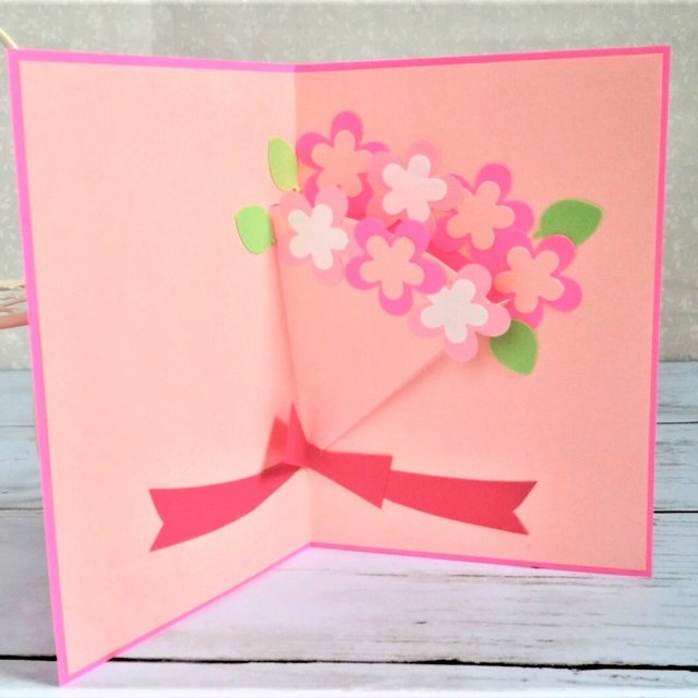 ポップアップカード ピンクの花束 ハンドメイドマーケット Minne
