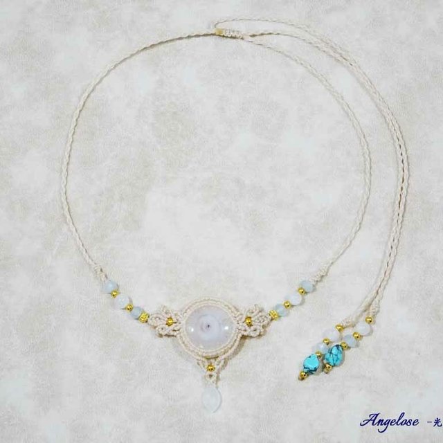 ソーラークォーツのパワーストーンマクラメ編みプリンセスタイプネックレス ハンドメイドマーケット Minne ソーラークォーツのパワーストーンマクラメ編みプリンセスタイプネックレス ハンドメイドマーケット Minne