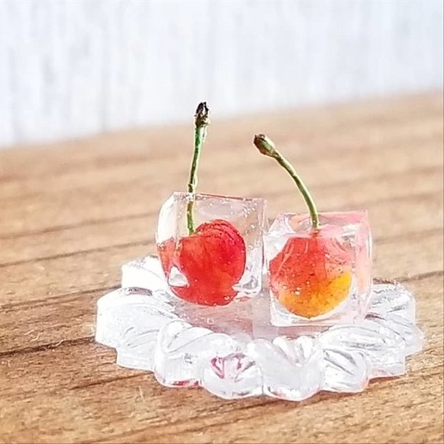 さくらんぼ氷 2個セット ミニチュアデザート ハンドメイドマーケット Minne さくらんぼ氷 2個セット ミニチュアデザート ハンドメイドマーケット Minne