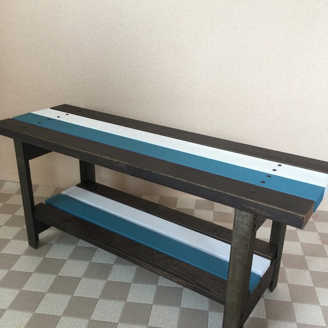 L型アイアンを使用したレトロベンチ 青 白 ハンドメイドマーケット Minne L型アイアンを使用したレトロベンチ 青 白 ハンドメイドマーケット Minne